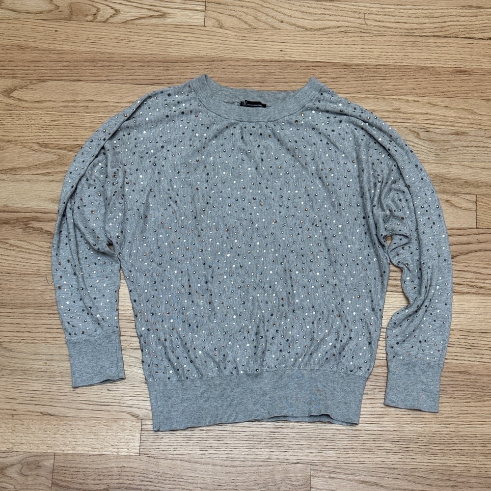 Gray Metallic Sweater with Metallic Accents Size M